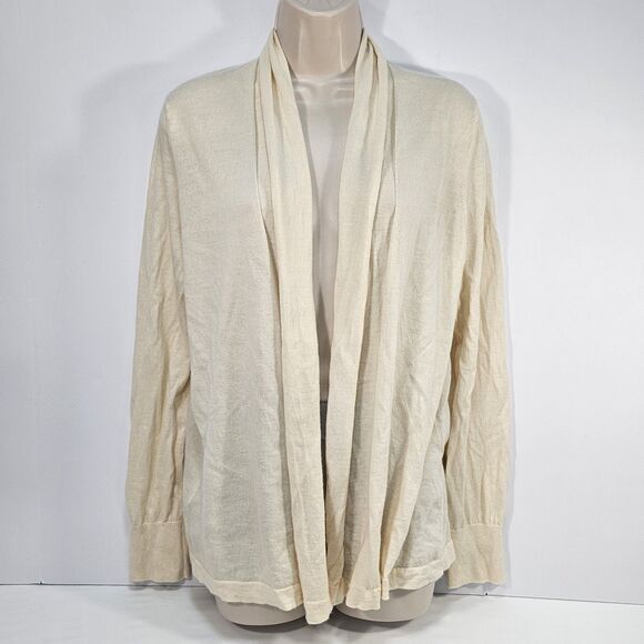 Tommy Bahama Lightweight 100% Cashmere Open Front Cardigan Sweater Sz L Cream - Picture 1 of 6